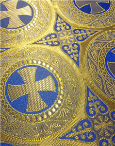 Blue-Light Gold Brocade Fabrics