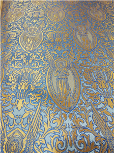 LIGHT BLUE/GOLD Brocade Fabrics