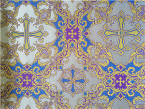PURUPLE-GOLD-BLUE Metallic Fabric